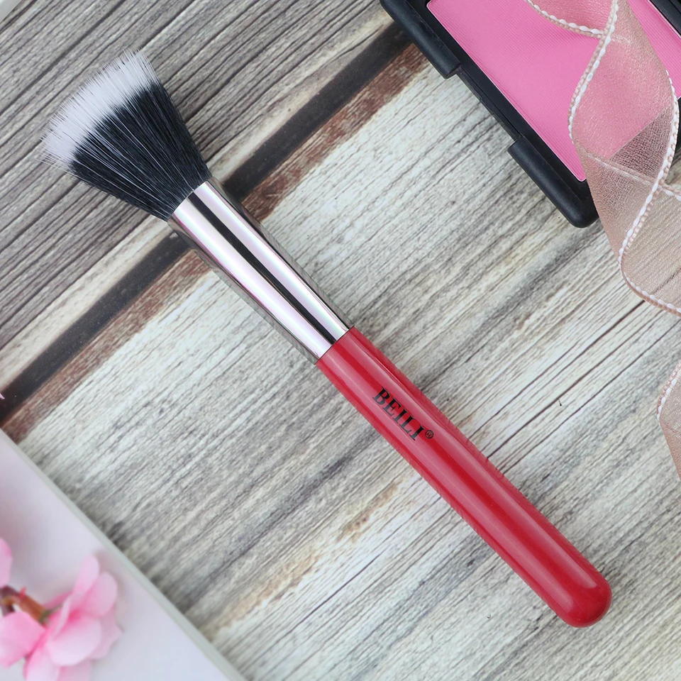 BEILI Red 1 pieces Makeup Brush Synthetic Hair Nano Wool Fiber Foundation Blush Concealer Professional Vegan Make up Tool | Красота и