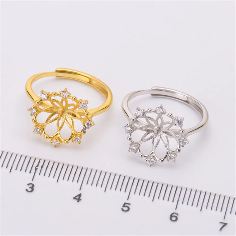 

Fashion Rings Resizable Design Rings Base 925 Sterling Silver Pearl Rings Settings Women DIY Pearl Rings Accessory No Pearl