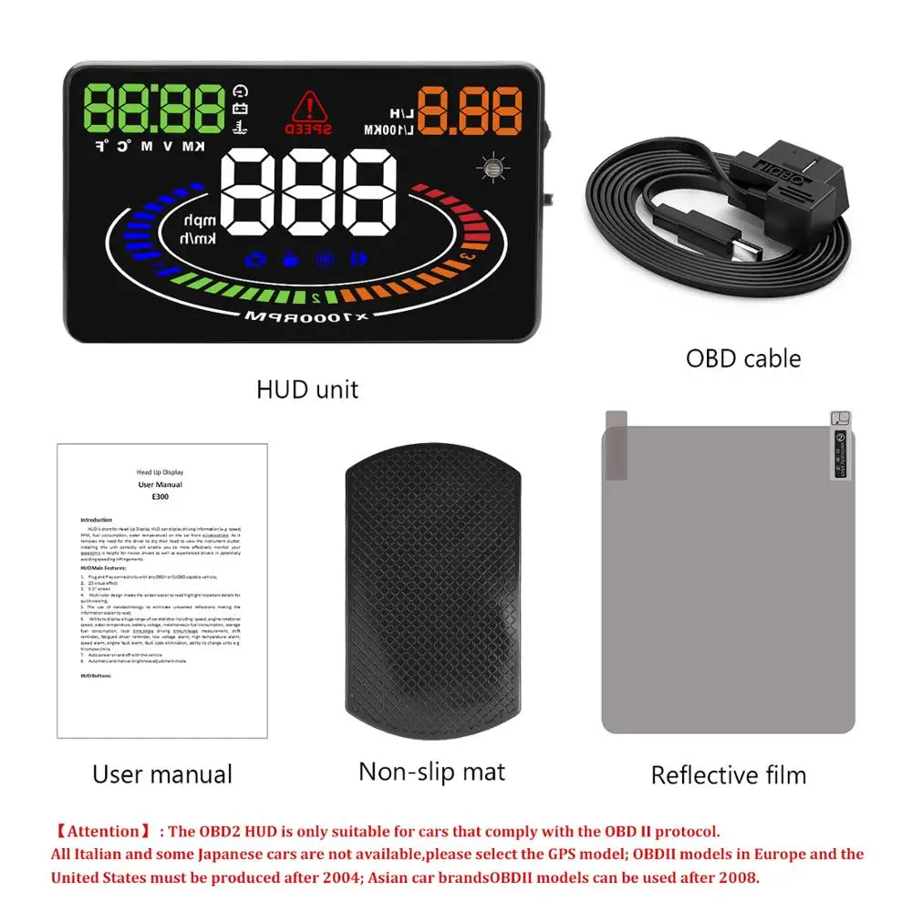 WiiYii E300 hud Дисплей автомобильный HUD OBD2 напряжение сигнализация температура воды