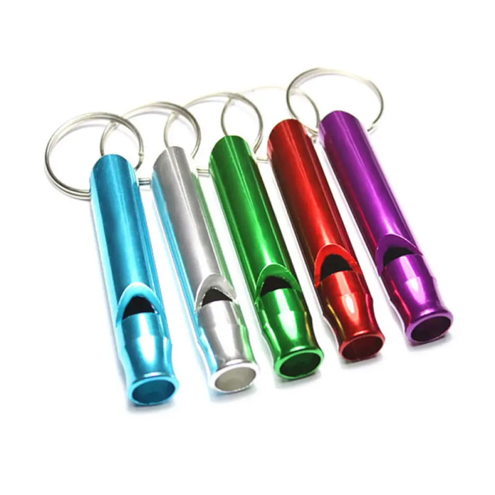 

4pcs Aluminum Whistles Emergency Survival Whistles with Key Ring Chain for Sport Referee Hiking Camping Climbing