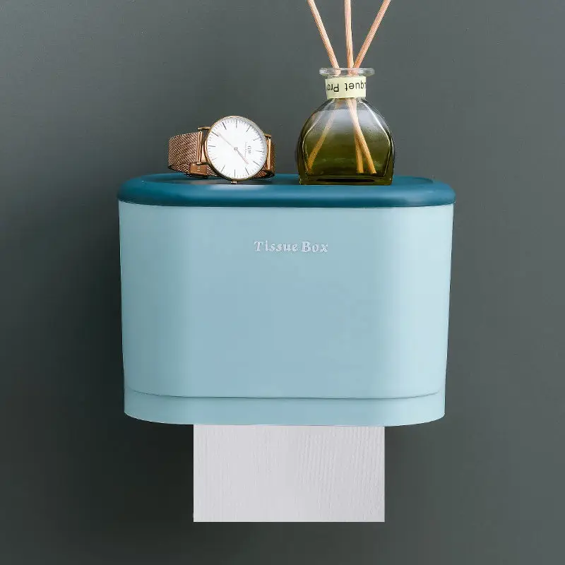 

Creative Toilet Tissue Box Bathroom Home Storage Paper Organizer Plastic Tissue Storage Box Nail-free Waterproof Storage Rack