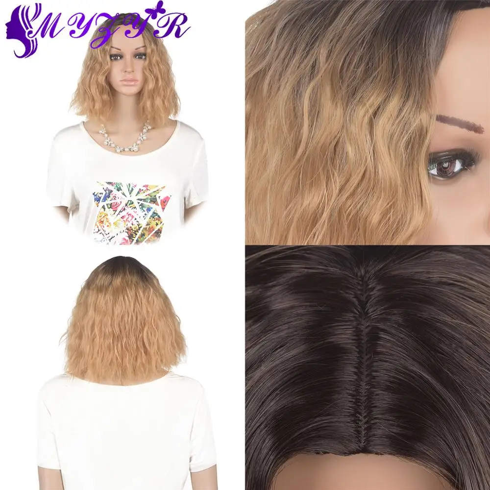 ZYR Средний курчавый прямой парик Омбре цветные термостойкие волоконные парики