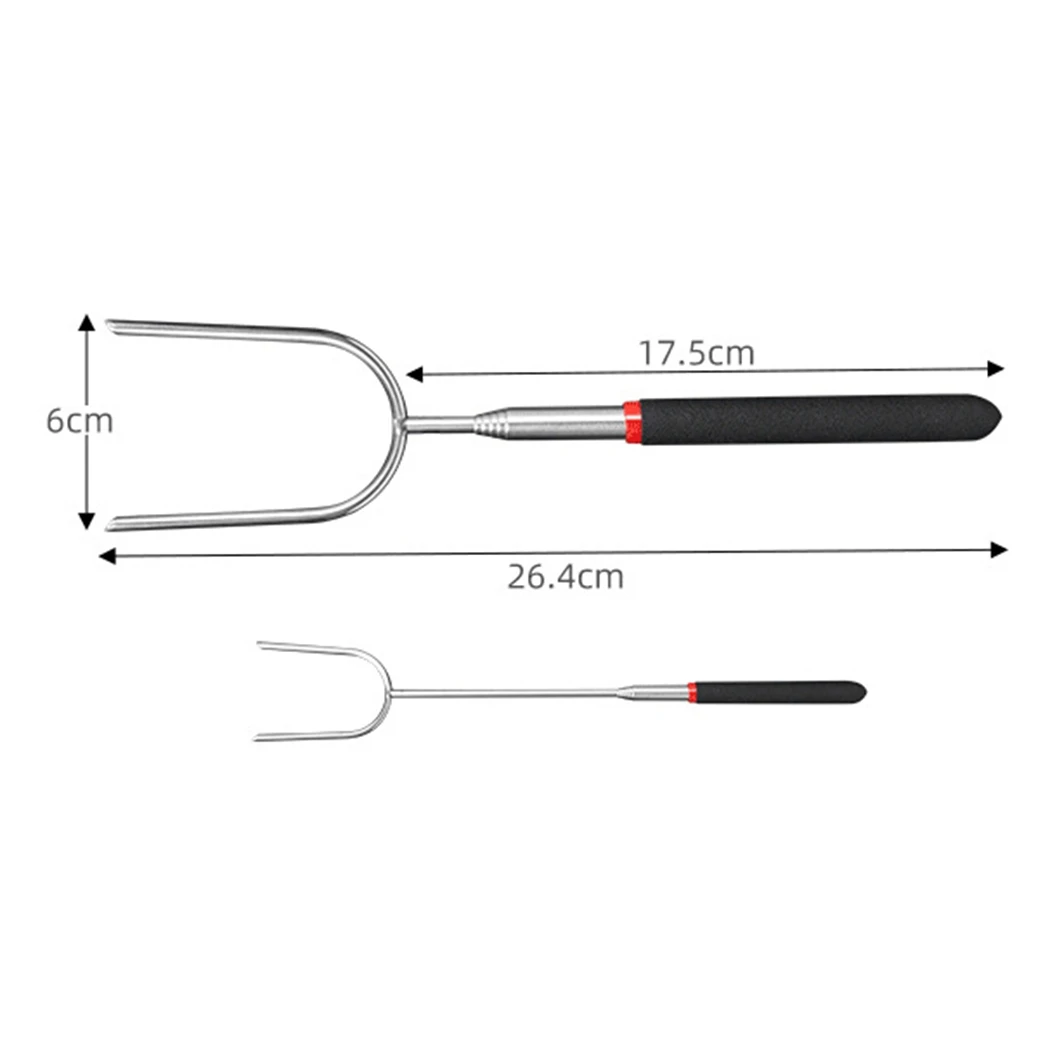 

1pc Hot Selling Extendable Barbecue Fork Fashion Portable Stainless Steel Roasting Fork Telescoping Fork BBQ Tools Color Mixing
