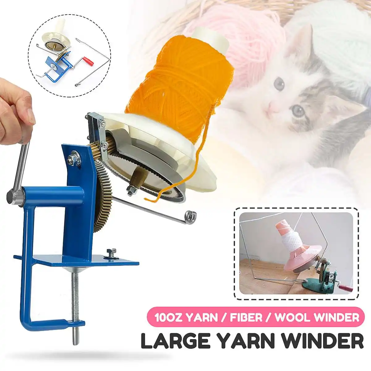 

Hand Operated Large Yarn Winder Machine 10oz Metal Yarn Fiber String Thread Skein Ball Wool Household Winder Heavy Duty Jumbo