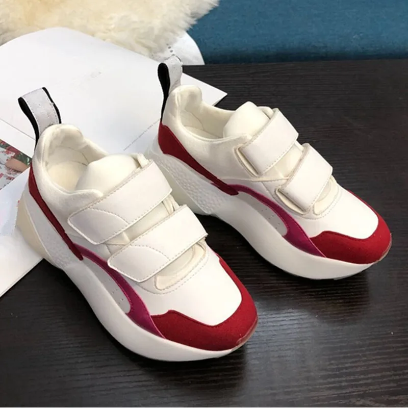 

Women Leisure Shoes Wedges Platform Sneakers Breathable Mixed Colors Genuine Leather Lace-Up Thick Bottom Ladies Sneakers 2021