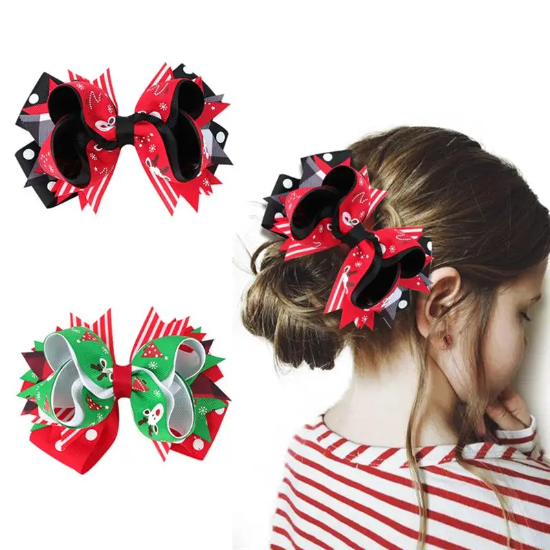

2pcs Bow Knot Hair Clip Little Girls Hair Bows Girl Printed Bows Headdress