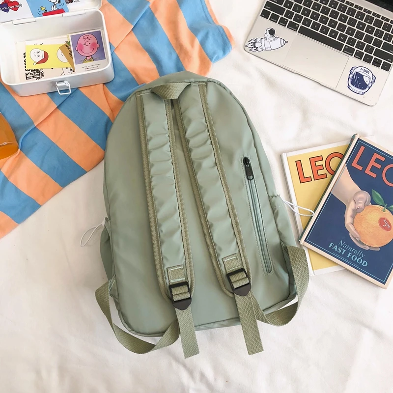 Waterproof Solid Color Nylon Woman Backpack Luxury Light Travel School Bags for Teenage Girls Large Student Bookbag New | Багаж и сумки