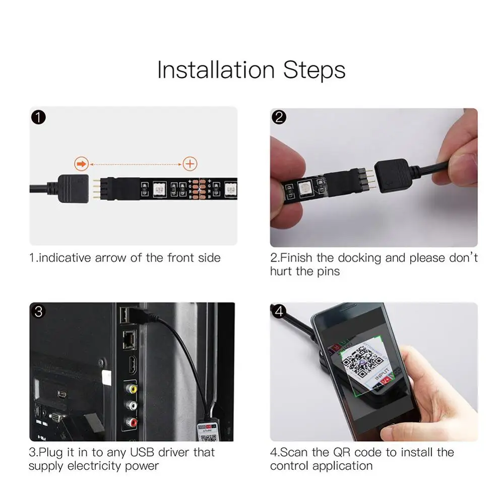 1 м 2 3 4 5 светодиодный ТВ светильник usb адаптер источника питания мощностью в RGB