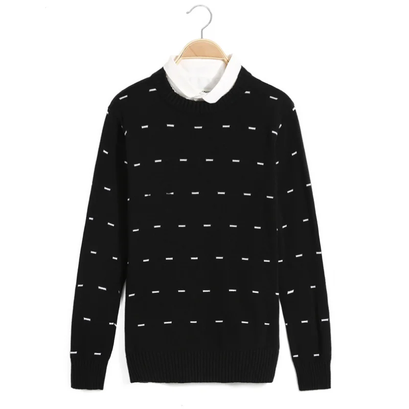 

Осенне-зимний модный мужской повседневный теплый вязаный свитер с длинными рукавами и круглым вырезом Молодежная трикотажная рубашка