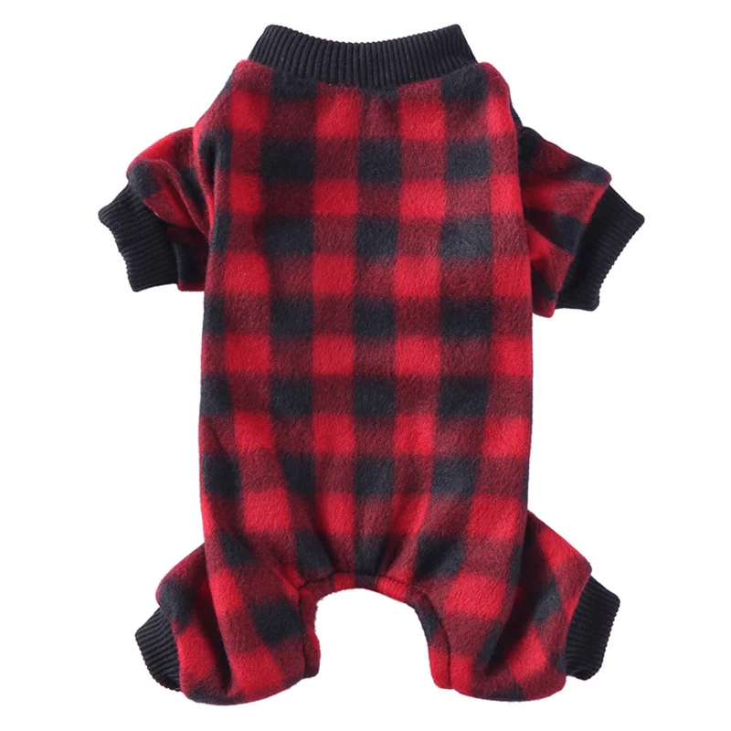 

Winter Pet Fleece Onesie Pajamas for Dogs Red Plaid Design Small Medium Dog Jumpsuit Warm Comfy Corgi Shih Tzu York Dog Clothes