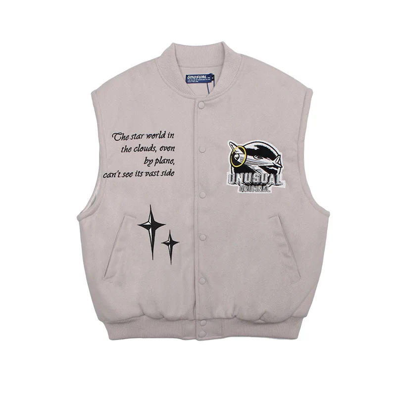 

Men's Parka Vests Autumn Winter Warm Letter Print Down Vest Male Thick Outer Jacket Personality Sleevless Down Waistcoat Men Top