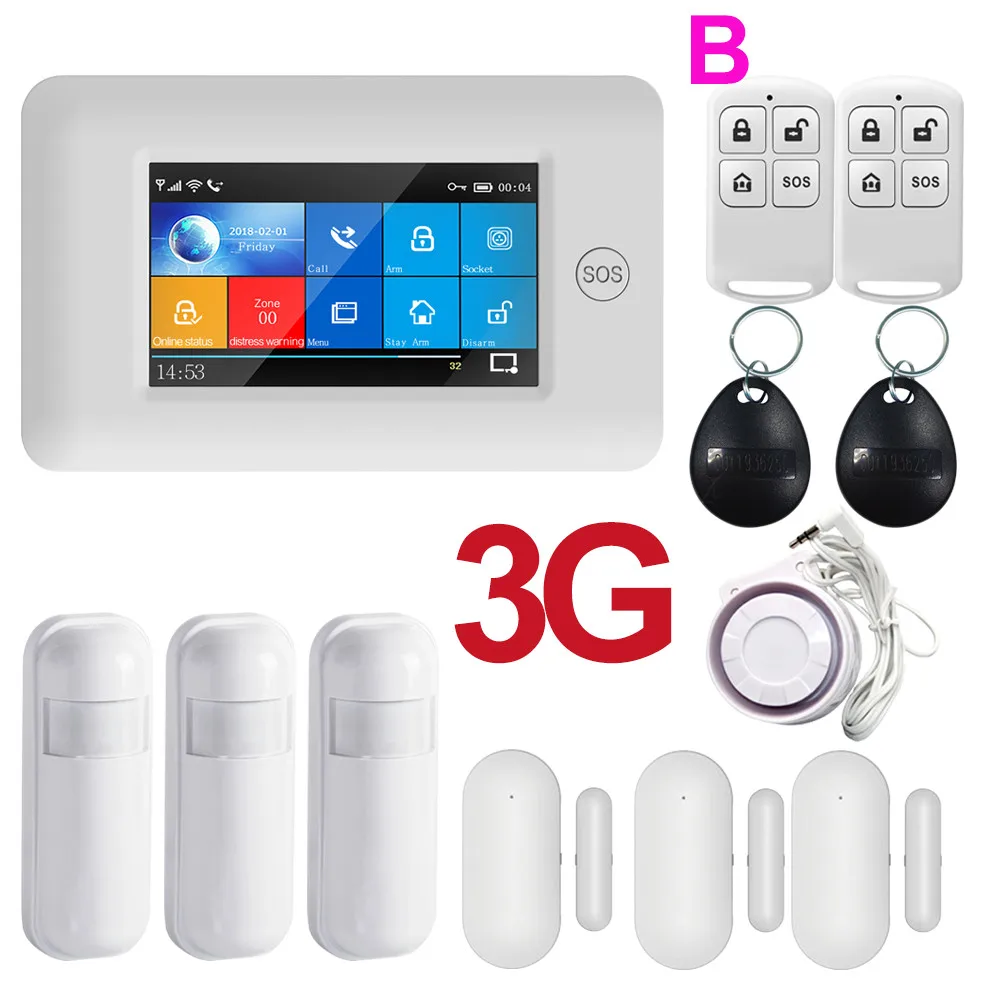 PGST 3g IOS Android wifi беспроводной дом домашние охранные сигнализации система управления приложением комплект с Alexa Fuction охранная сигнализация для дома - Цвет: B SET