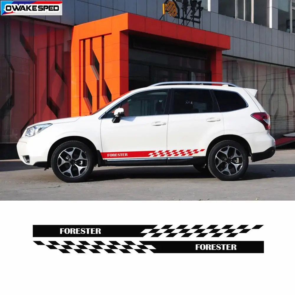 Автомобильная дверь боковая юбка наклейка для Subaru Forester AT MT Racing Sport Stripes Auto Body Decor