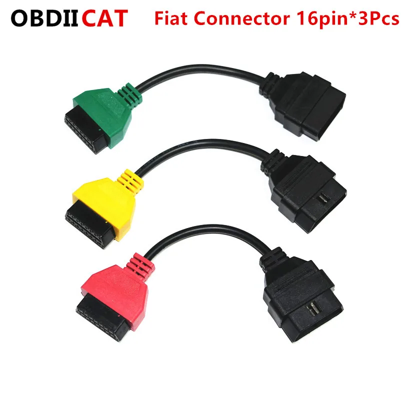 

(3 Pieces/ Set) For Fi--at Ecu Scan Adaptor Connector 16pin OBD 2 16pin Cable OBD Cable For Fiat Alfa Romeo Three Color