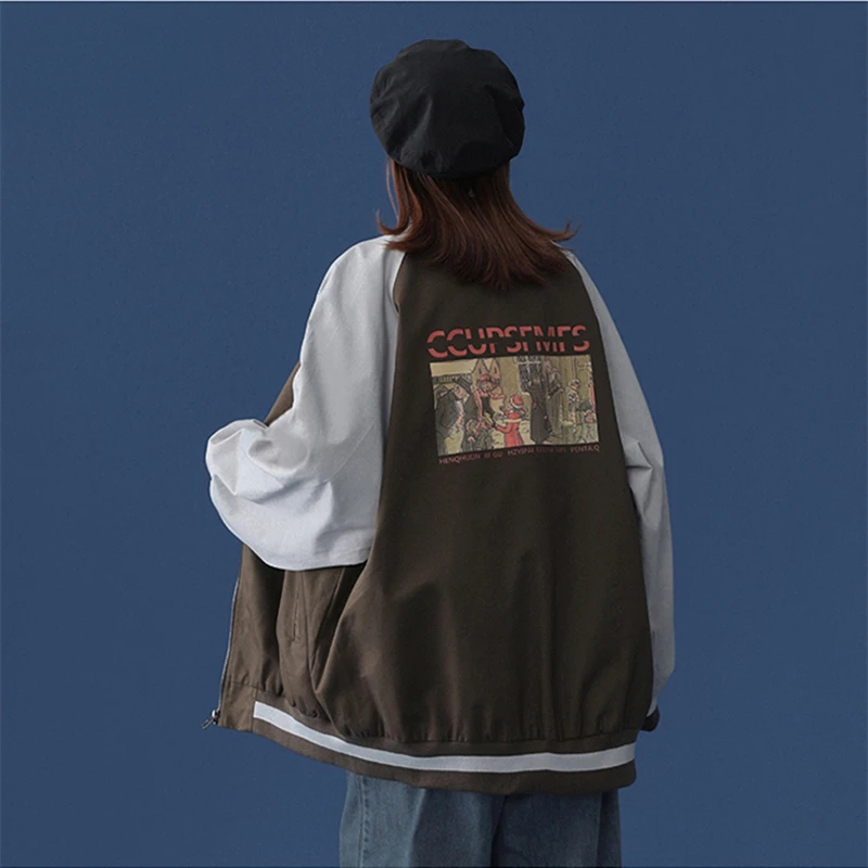

Women Jacket Spring and Autumn Women's Coat Casual Loose Bomber Jacket Street Patchwork Plus Size Jackets For Women 2021 Korean