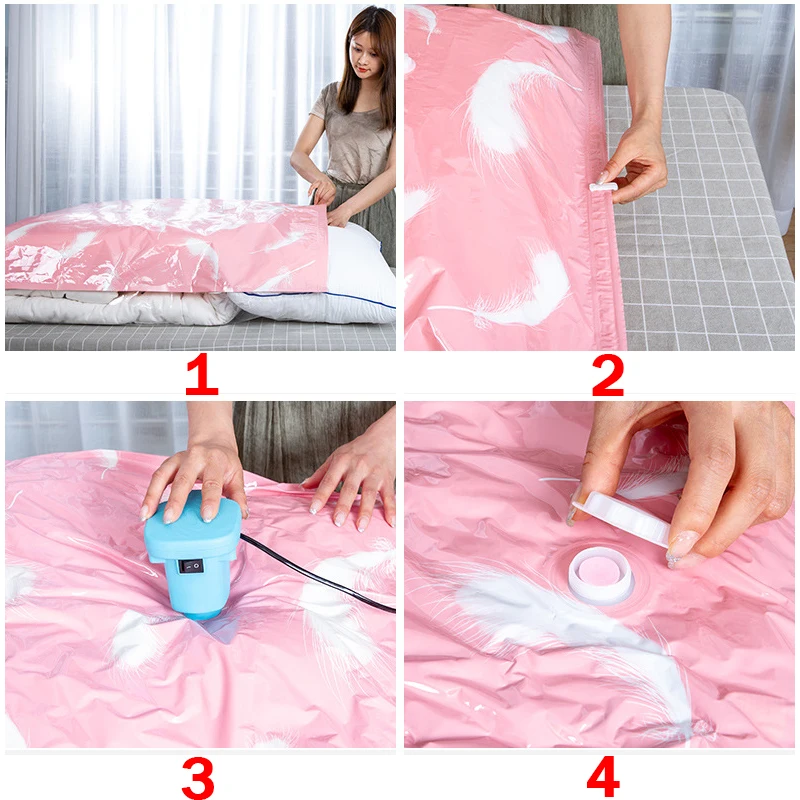 New 1Piece Thicken Vacuum Co2 Compression Bag+Hand Pump Quilts Clothes Damp-proof StorageBag Space Saver Travel Accessories Set | Дом и сад