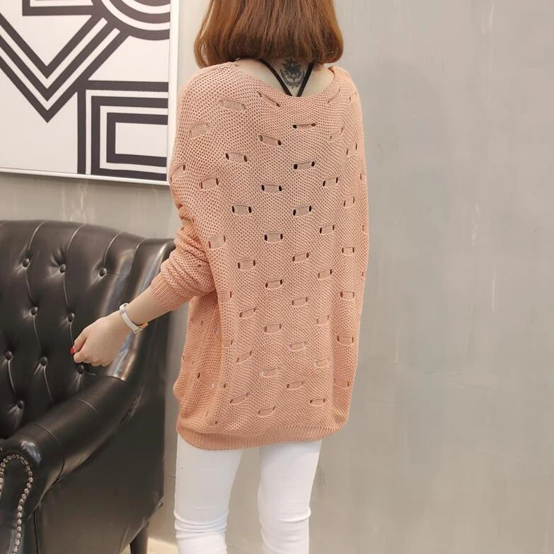 Женский свитер на осень и зиму длинный рукав круглый вырез пуловер высокая