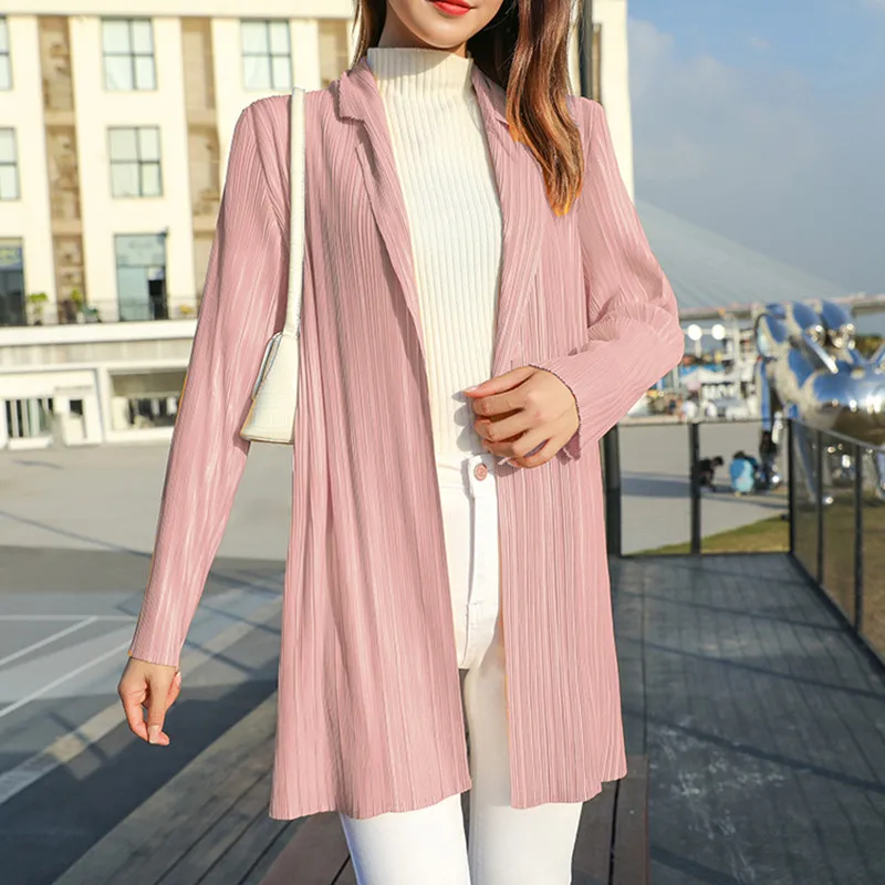 

Women Windbreaker Spring Autumn Fashion Long Lapel Coat Slim Slimming Harajuku Breathable Women Simple Vintage Jacket