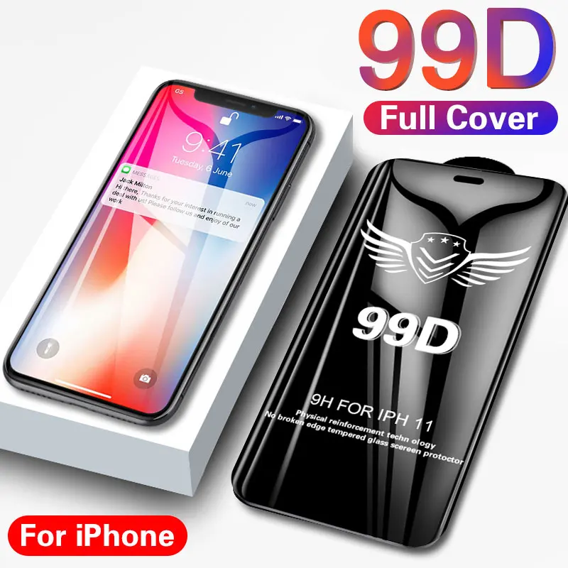 

99D Full Cover High-end Tempered Glass On For iPhone 11 Pro XS MAX X XR SE 2020 Screen Protector For iPhone 8 7 6 6S Plus Glass