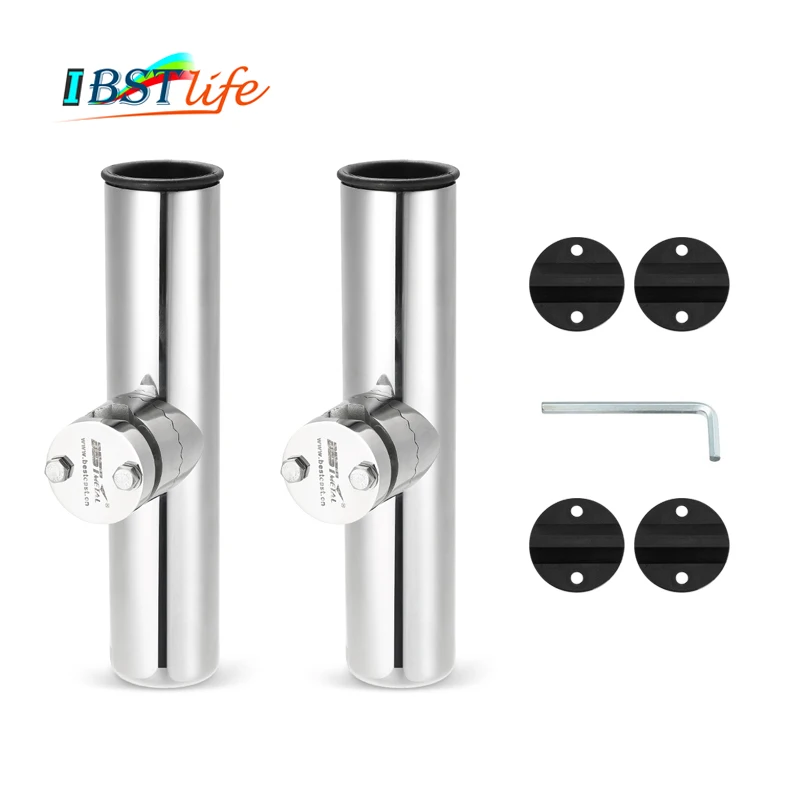 

2X Rail Mount stainless steel316 fishing rod rack Holder pole bracket support clamp on 3/4 to 1-1/4 inch marine boat hardware