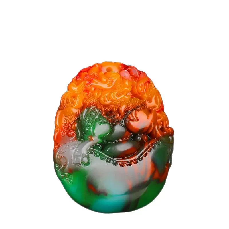 Синьцзян Хэтянь нефритовый золотой шелк красочный нефрит Кирин ожерелье кулон