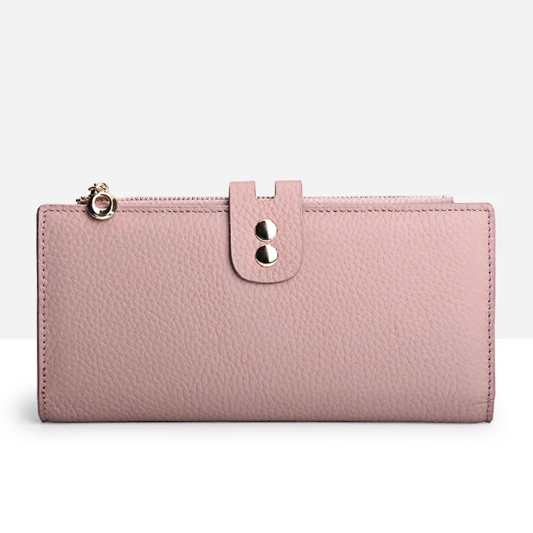 Fashion Genuine Leather Wallet Coin Purse Girl Women Wallets With Phone Case Long Clutch Bags Female Card Holder Cartera Mujer - Цвет: Purple