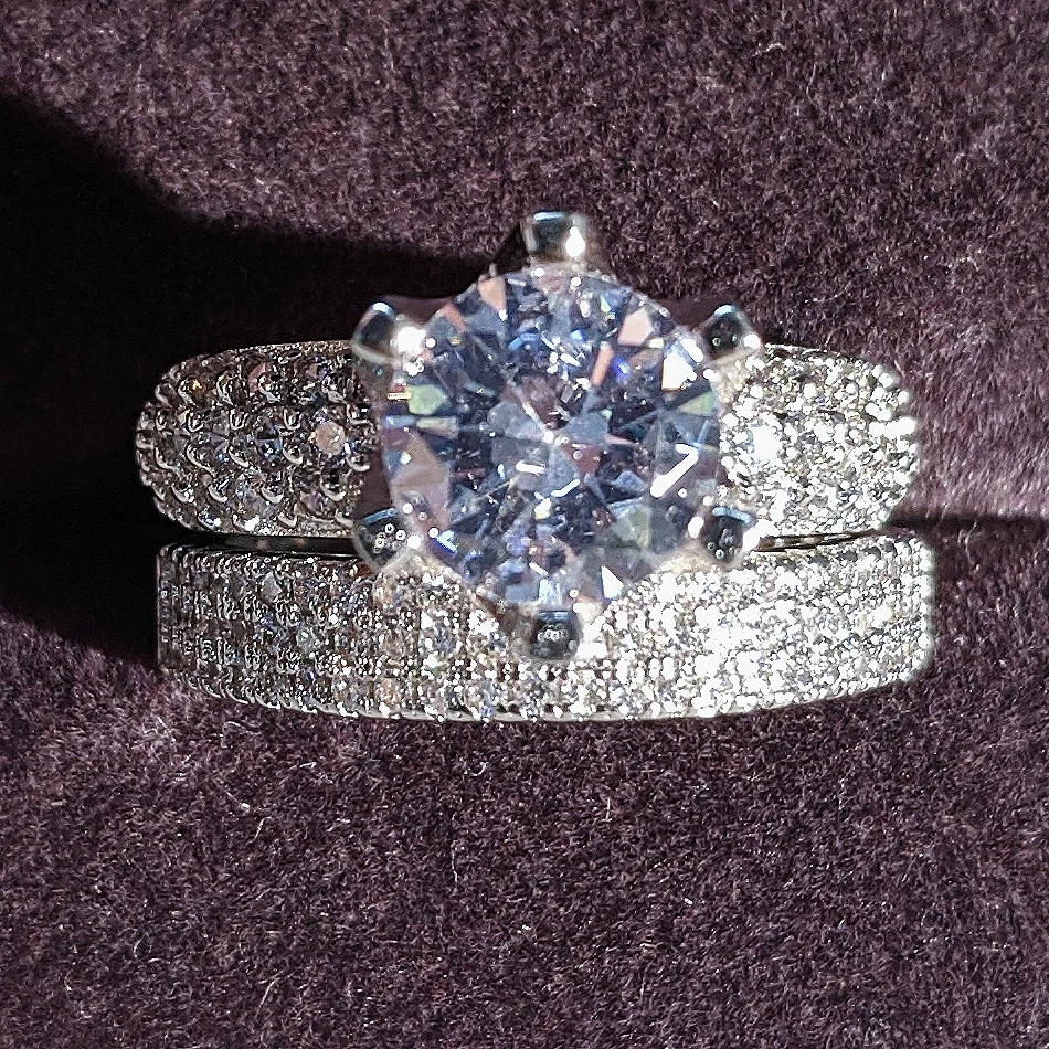 2021 Новая роскошная 925 серебро набор обручальных колец для женщин леди юбилей