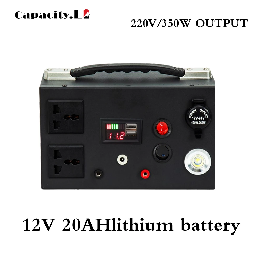 

12v30ah portable power station backup lithium battery, 220V / 350W quasi sine wave AC socket, used for outdoor camping travel em