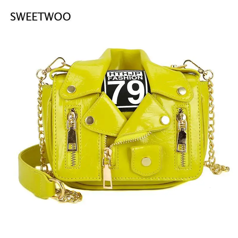 

Women's Motorcycle Square Bag Chain Shoulder Bag Designer Jacket Clothes Bag Fashion Leather Messenger Bag