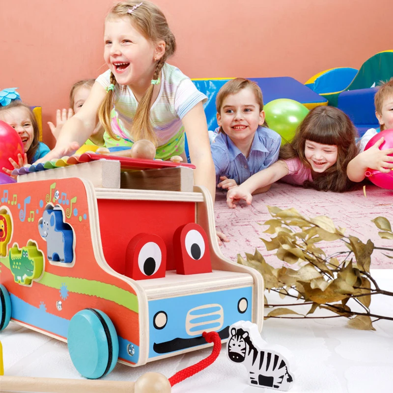 

Cute Cartoon Wooden Xylophone 8-Note Learning Music Toy For Baby Musical Instrument Trailer Car Shape Animal Puzzle Toys