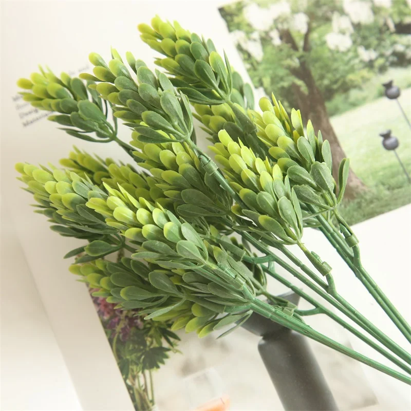 7 ветвей зеленые искусственные растения для садовых кустов искусственная трава