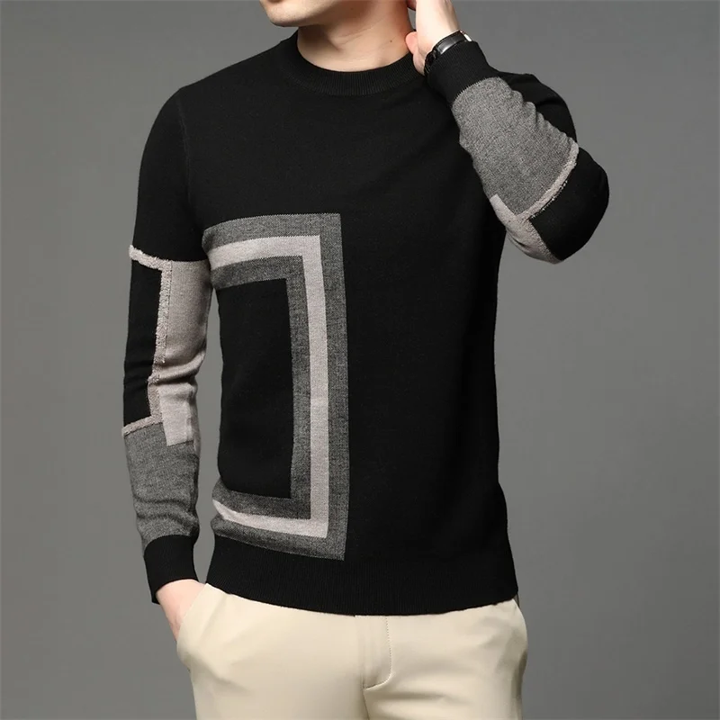 

Designer 2021 High New Brand Fashion Mens Knit Black End Wool Pullover Sweater Crew Neck Autum Winter Casual Jumper Mens Clothes