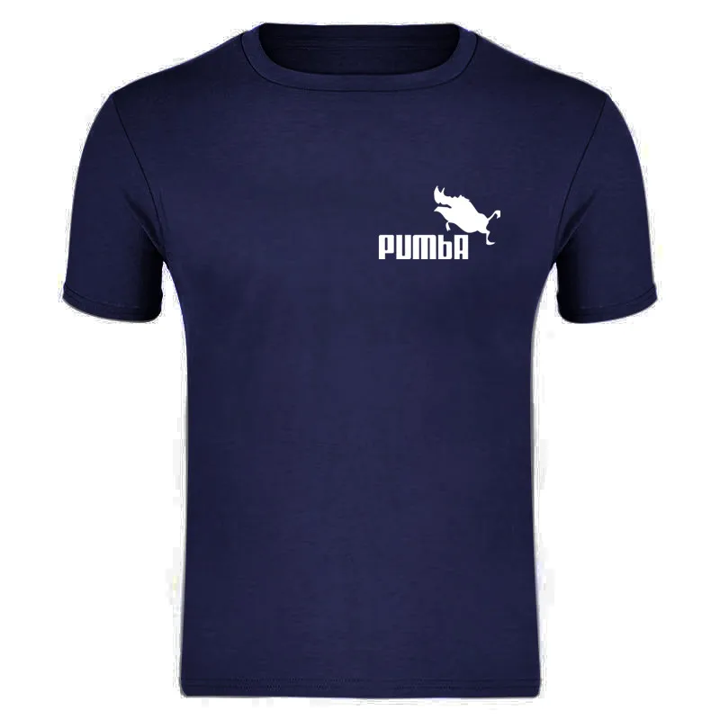 Navy blue Новая летняя футболка с принтом пумбы, мужские хлопковые футболки, футболка с коротким рукавом, высокое качество, футболки для мальчиков, топы, много цветов и размеров - Цвет: Navy blue