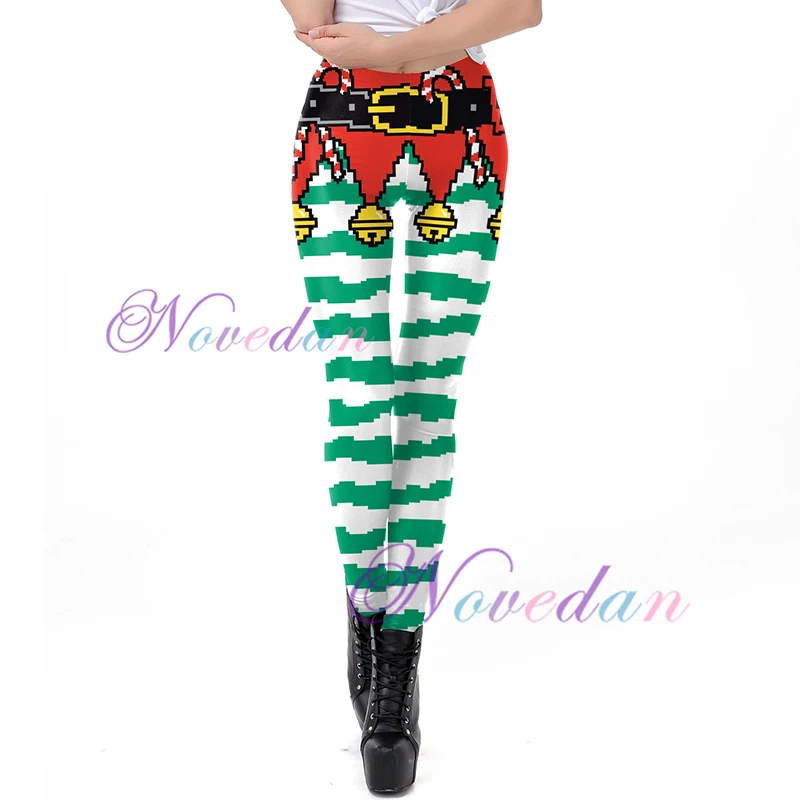 Сексуальные женские рождественские спортивные Леггинсы с 3D Санта Клаусом для