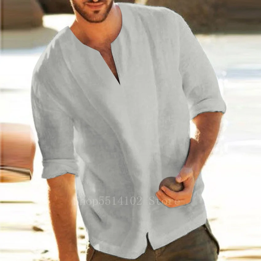 2020 Мужская Летняя Пляжная мусульманская футболка Гавайская хлопковая блузка