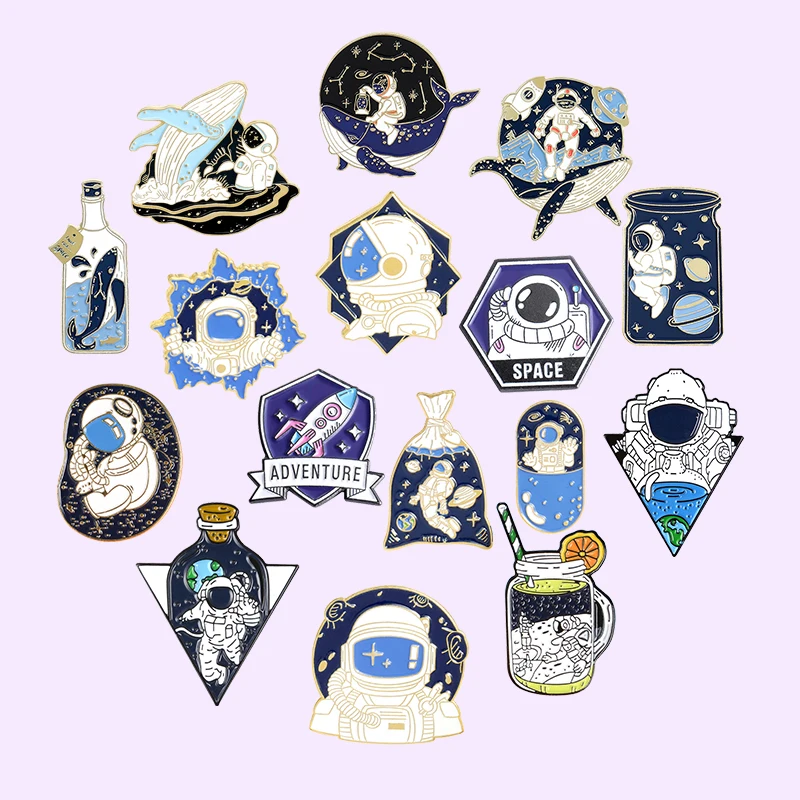 

Astronaut Series Enamel Pins Cartoon Universe Adventure Space Brooches Backpacks Clothes Lapel Pin Badge Jewelry Gift for Friend