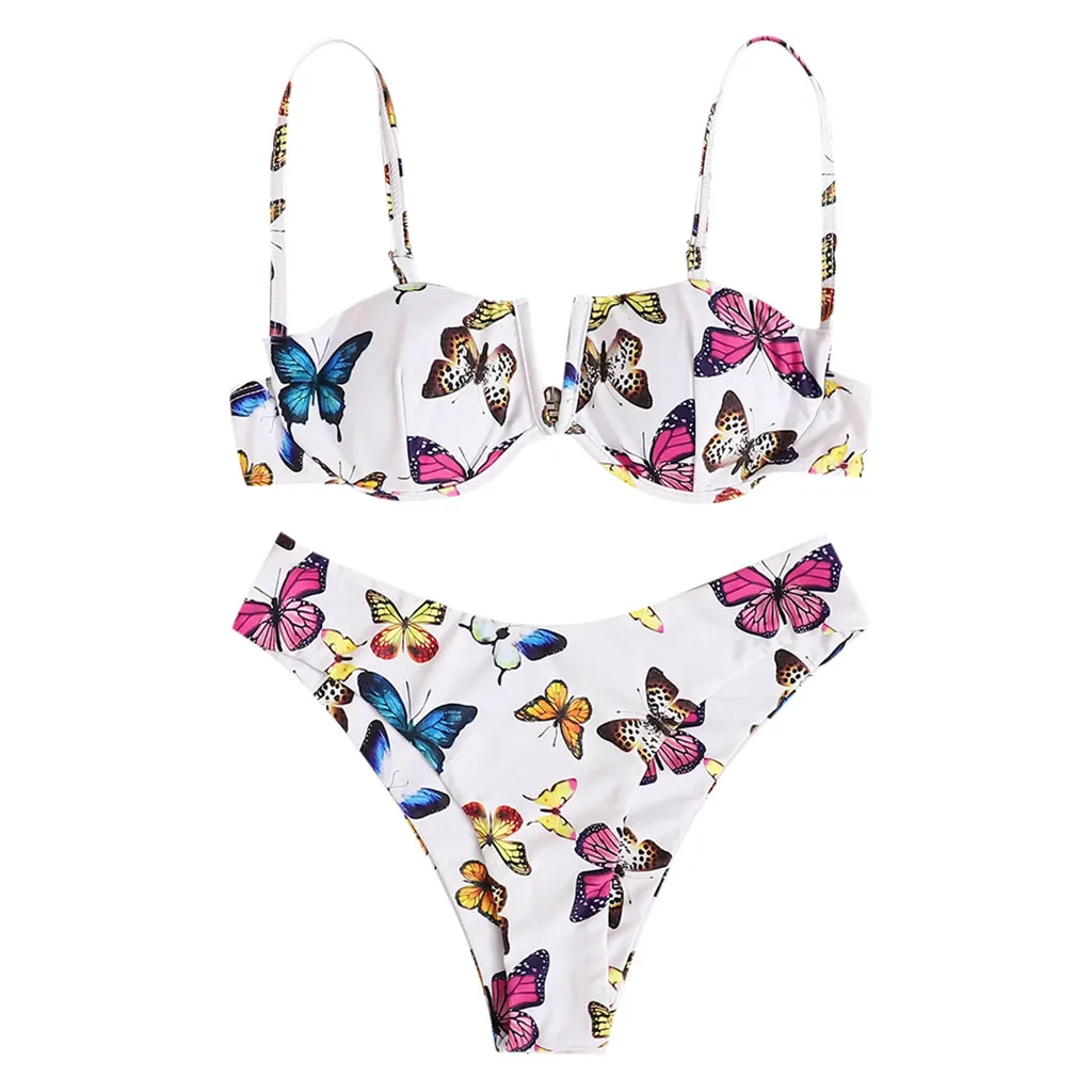 

High Waist Bikini Push Up Printed Bikini 2020 Flower Swimsuit Women Bathing Suit Women Cross Bandage Swimwear Multiple Color #E