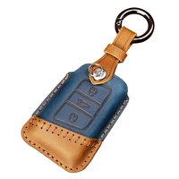 leather car key case cover protector for volkswagen vw golf 7 r mk7 tiguan for octavia a7 mad horse leather car key shell bag