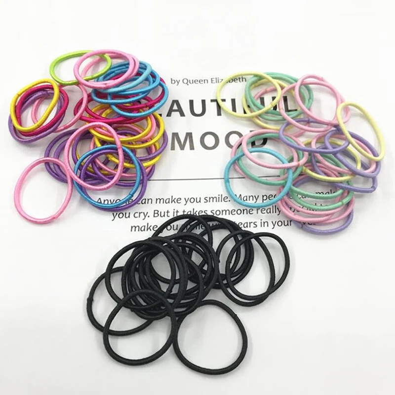 

100pc Girls Colorful Nylon Small Elastic Hair Bands Children Ponytail Holder Scrunchie Headband Kid Hair Accessories Rubber Band