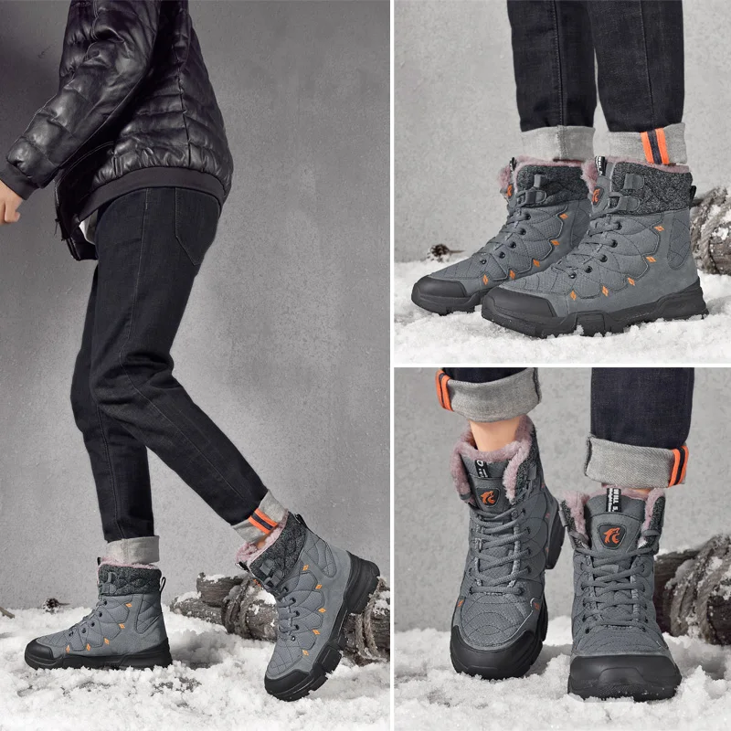 

Plus Size High Top Warm Winter Sneakers for Men Sport Shoes Male Running Shoes Man Sports Shoes for Boys Black Fur Tennis X070