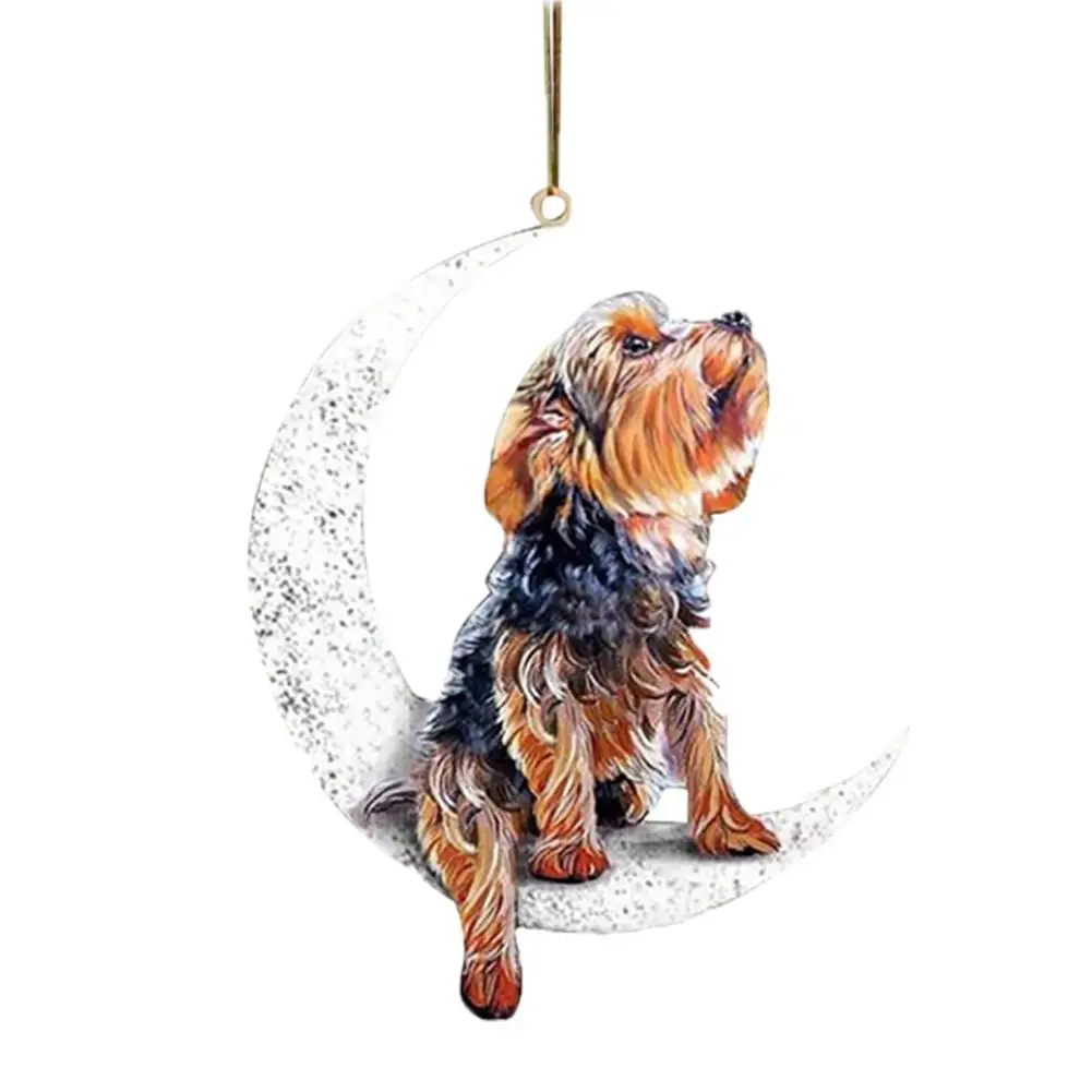

Santa Claus Pendant Mirror Hangings Assecories For Car Gnome Ornaments Cute Anime Dog Sitting In The Moon Pendant Car Interi