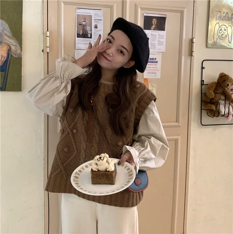 Твист жилет женский ранний 2021 Топ ленивый Свободный Повседневный тонкий модный |