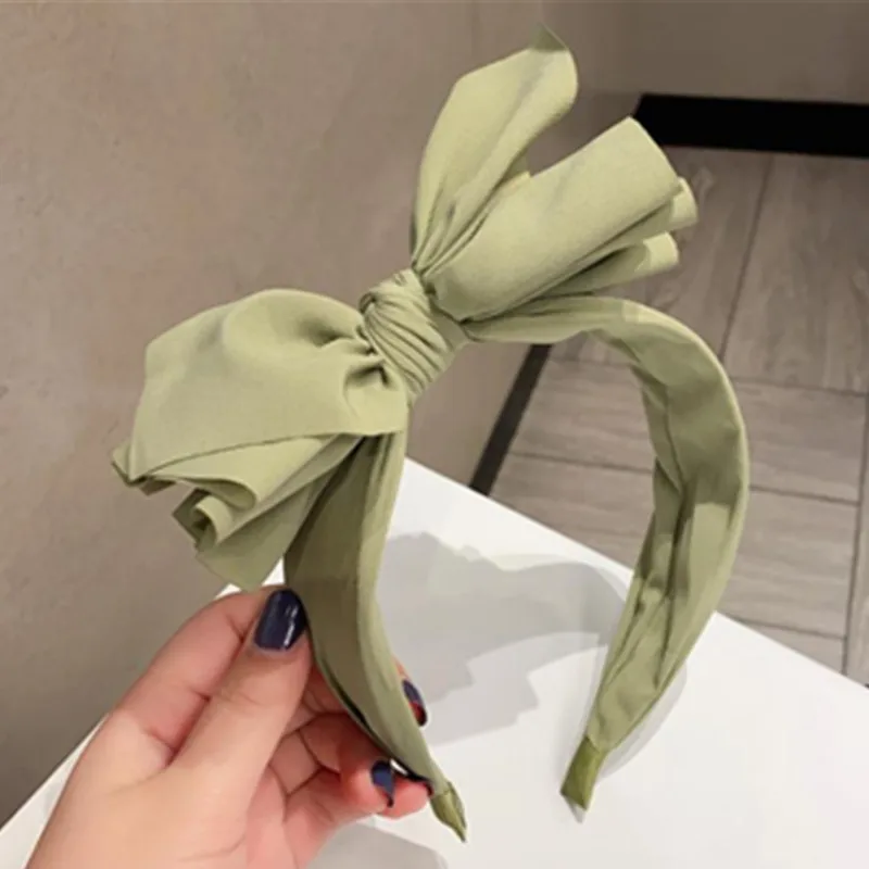 

Ladies Solid Layers Bow Hairband Top Quality Women Hair Accessories Side Bow Knotted Headband Adults Girls Headdress Hair Bow