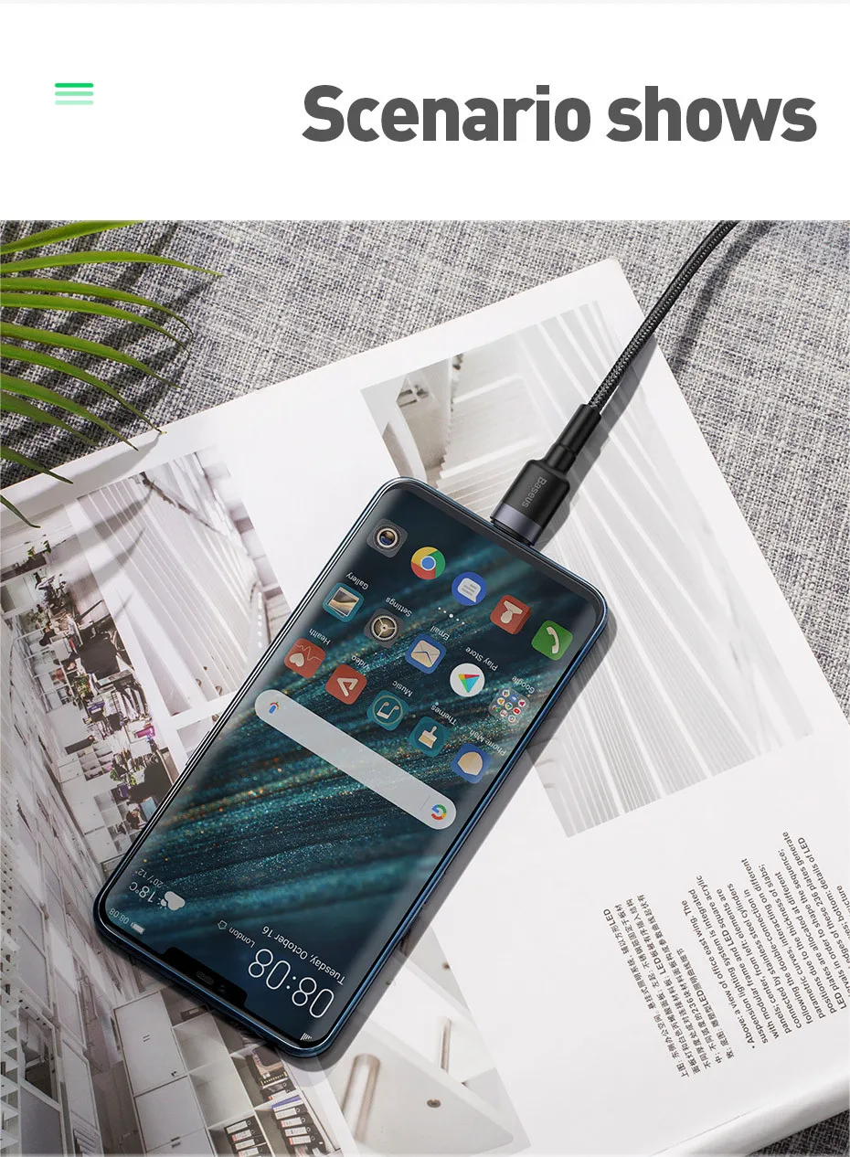 Baseus 40 Вт Кабель usb type C для huawei P30 mate 20 30 Pro 5A Быстрая зарядка Quick Charge 3,0 type USB-C кабель для передачи данных