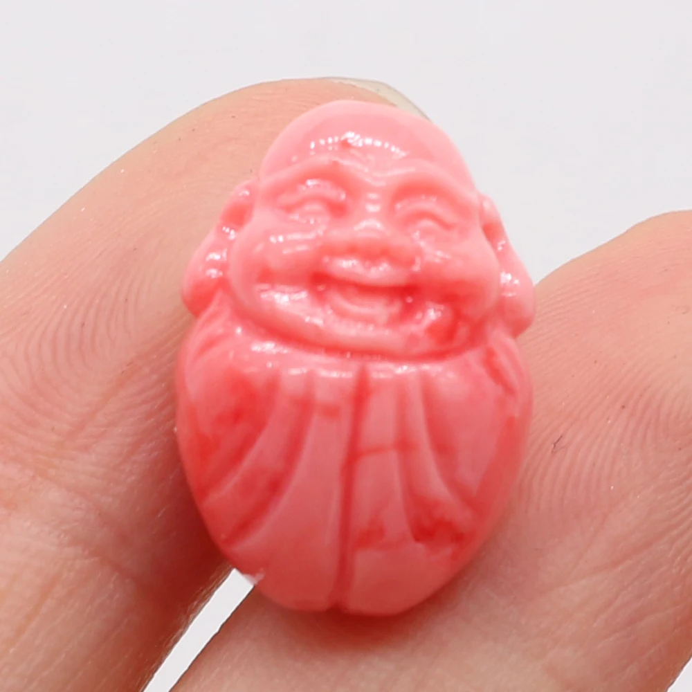 

Best-selling New Product Pink Egg-shaped Buddha-shaped Coral Through-hole Beads Making DIY Bracelet Necklace 10pcs/pack