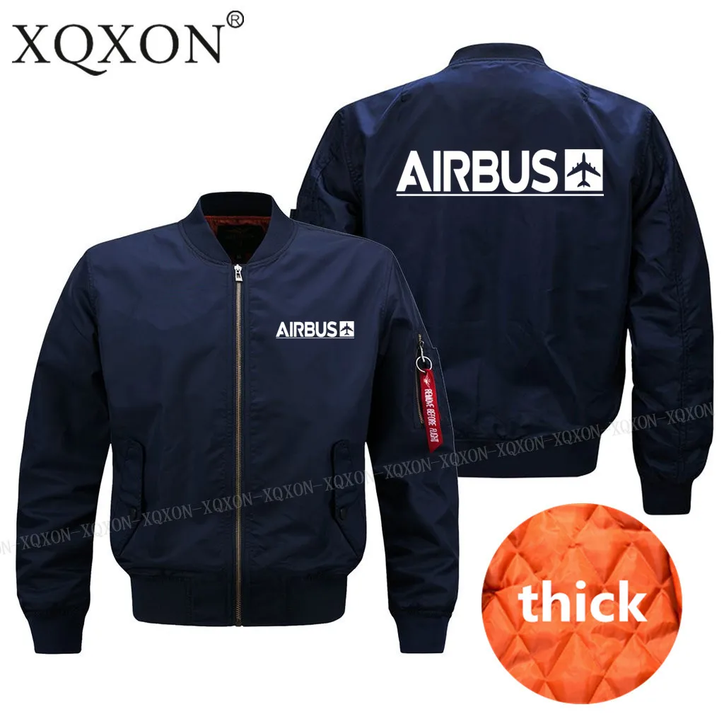 XQXON-, новинка, черная, синяя и Зеленая Мужская куртка пилота, дизайн Airbus, высокое качество, мужские пальто, куртки, весна, осень, зима, одежда J712 - Цвет: Dark blue thick
