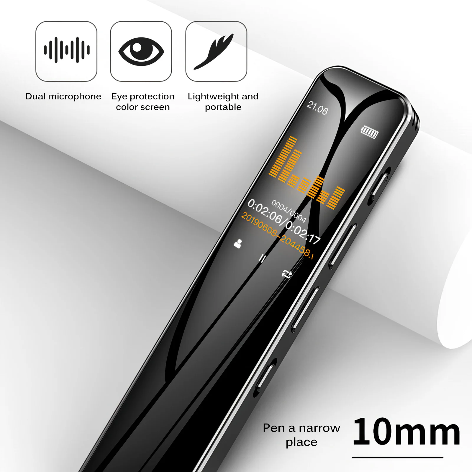 

Portable Double Microphones Recorder Real Pen Voice Activated 8GB 16GB Digital Voice Recorder Mp3 Player Recording OTG