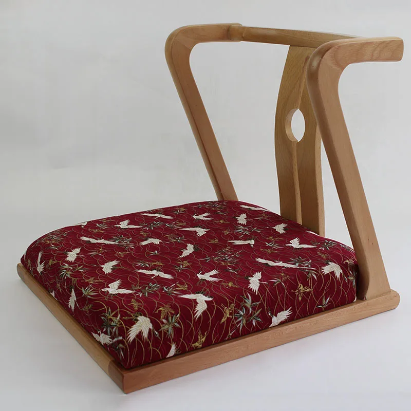 

Japanese Traditional Zaisu Legss Chair Non-foldable Fixed Back Support for Tatami or Japan Dining Room Tatami Sitting Chair
