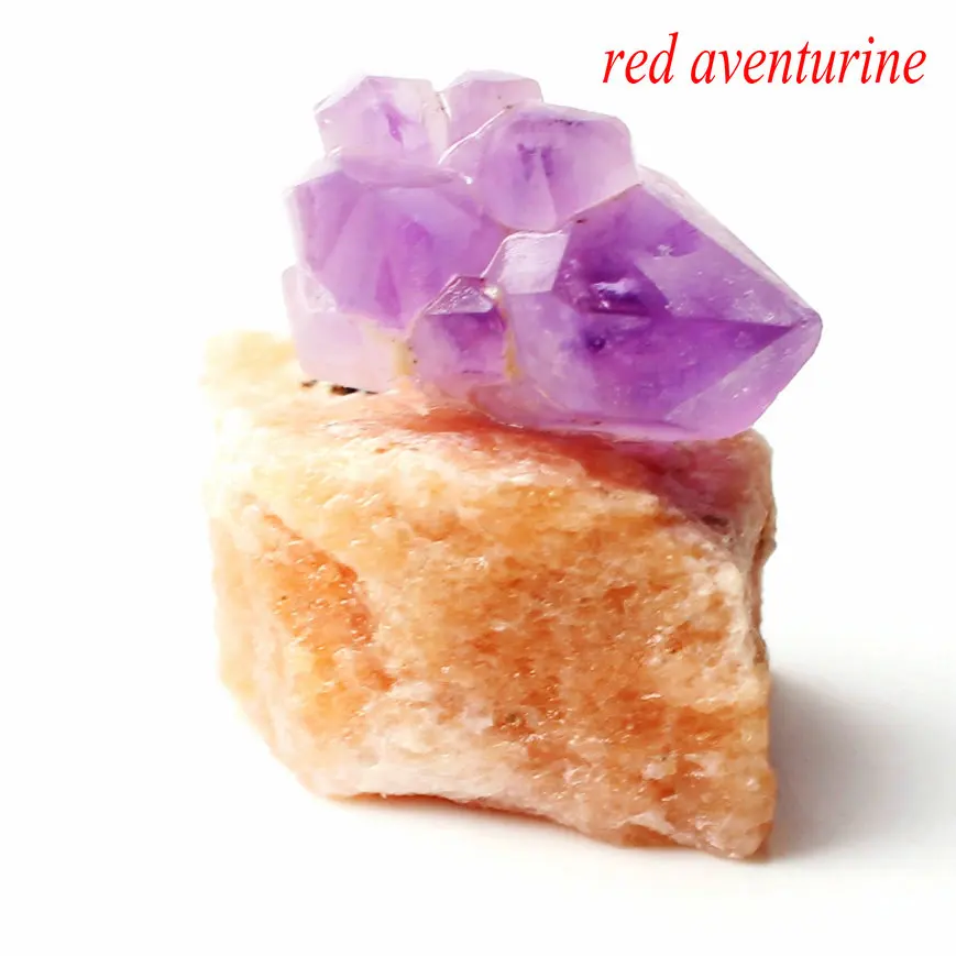 red aventurine 1 шт. смешанный природный Аметист Кристалл кластер с рок Грубые каменные минералы образец Рейки Исцеление Декор красочный подарок - Цвет: red aventurine