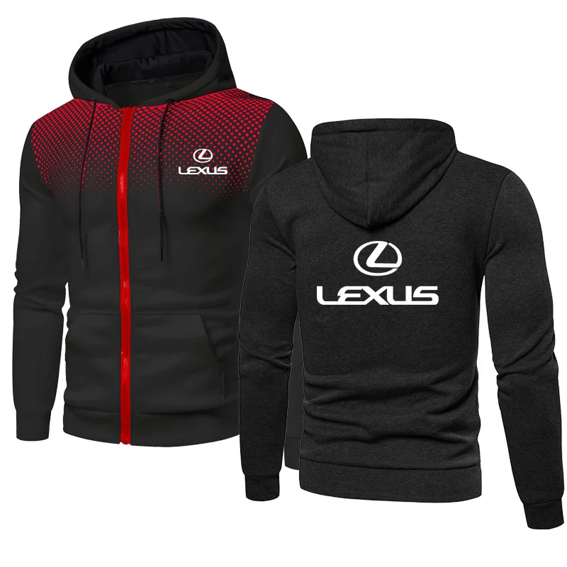 

Casual Men's Zip Jacket Lexus Car Logo Printing Spring Autumn Men's casual wear Dots High Quality Cotton Men's Zip Jacket
